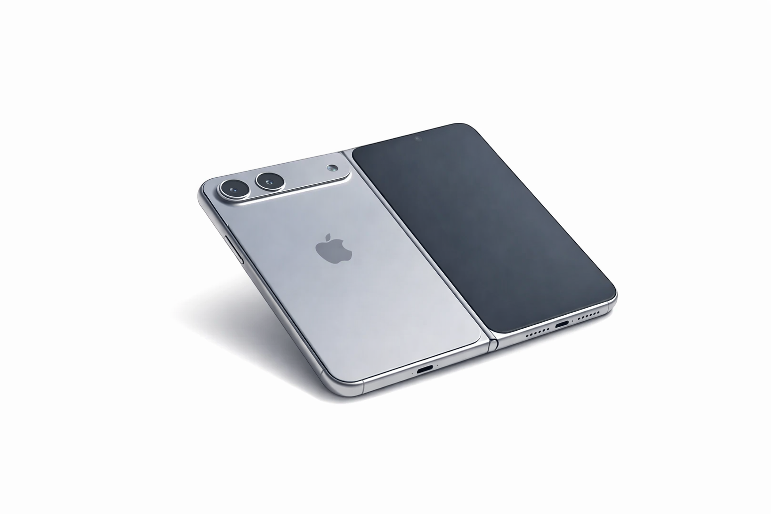 apple foldable smartphone in clamshell form