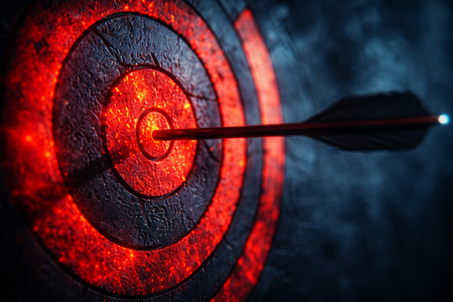 arrow strikes the bullseye sharply