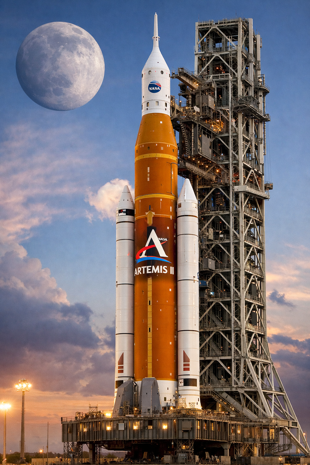 artemis ii rocket at dawn