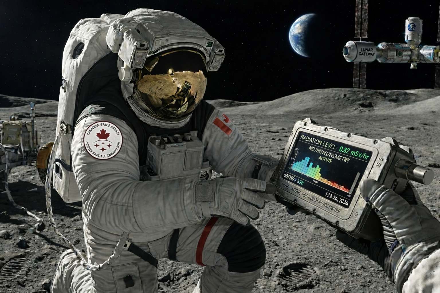 canadian astronaut on the lunar surface