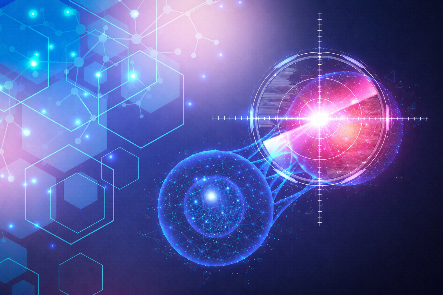 futuristic digital network and cells