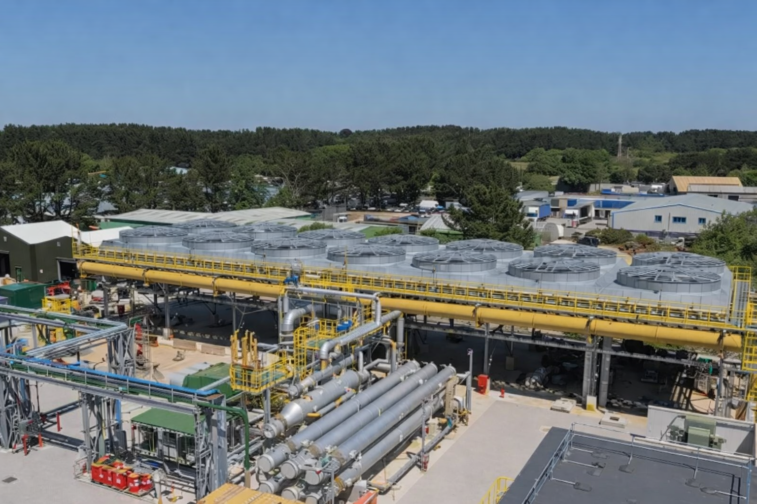 geothermal power plant with detailed infrastructure