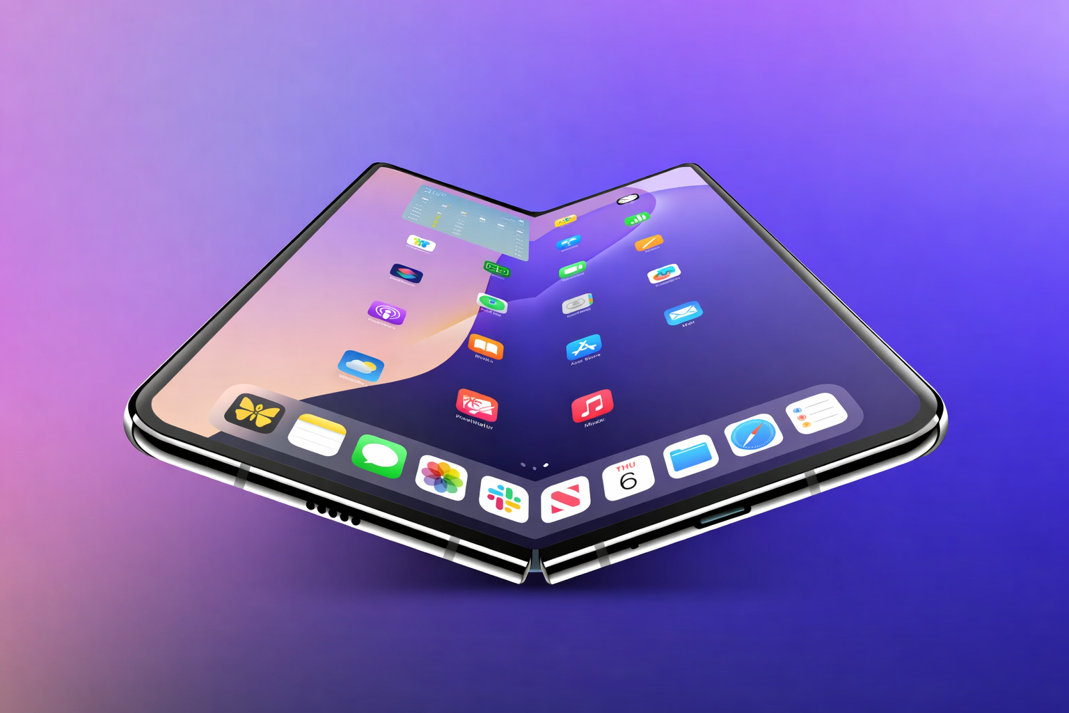 modern foldable smartphone in v shape