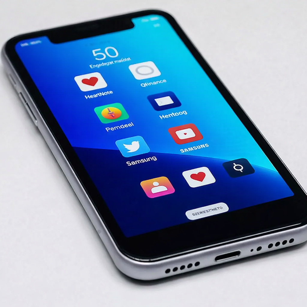 modern smartphone with blue gradient screen