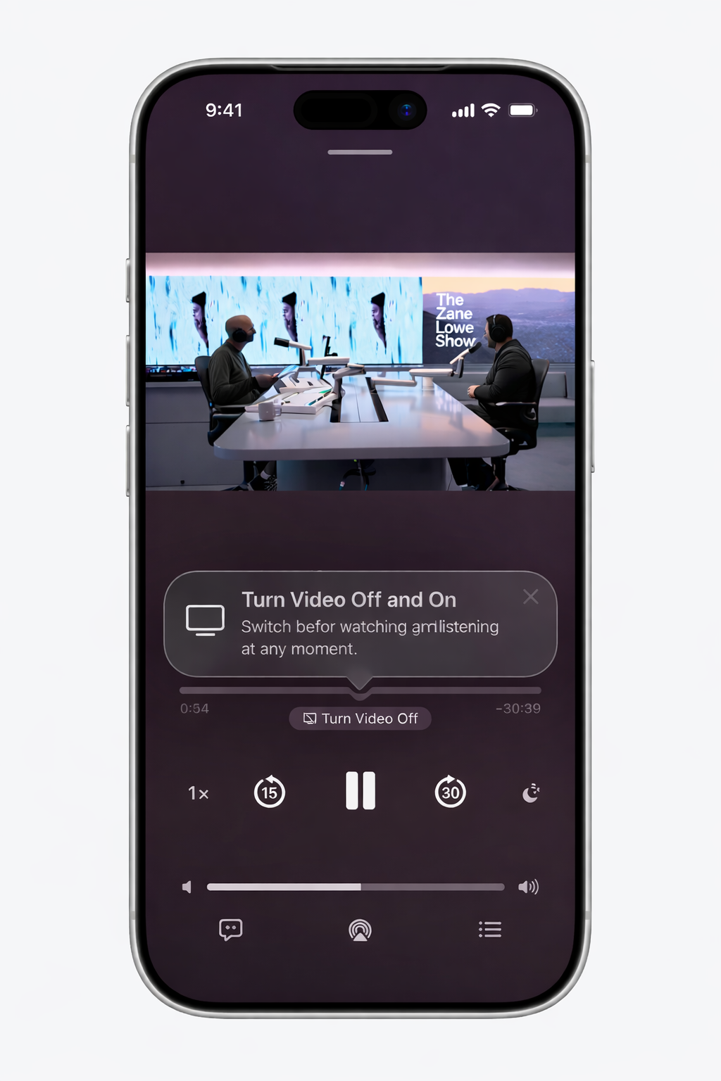 podcast episode on iphone screen
