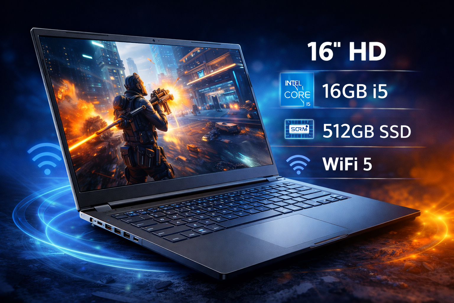 powerful gaming laptop with dynamic visuals