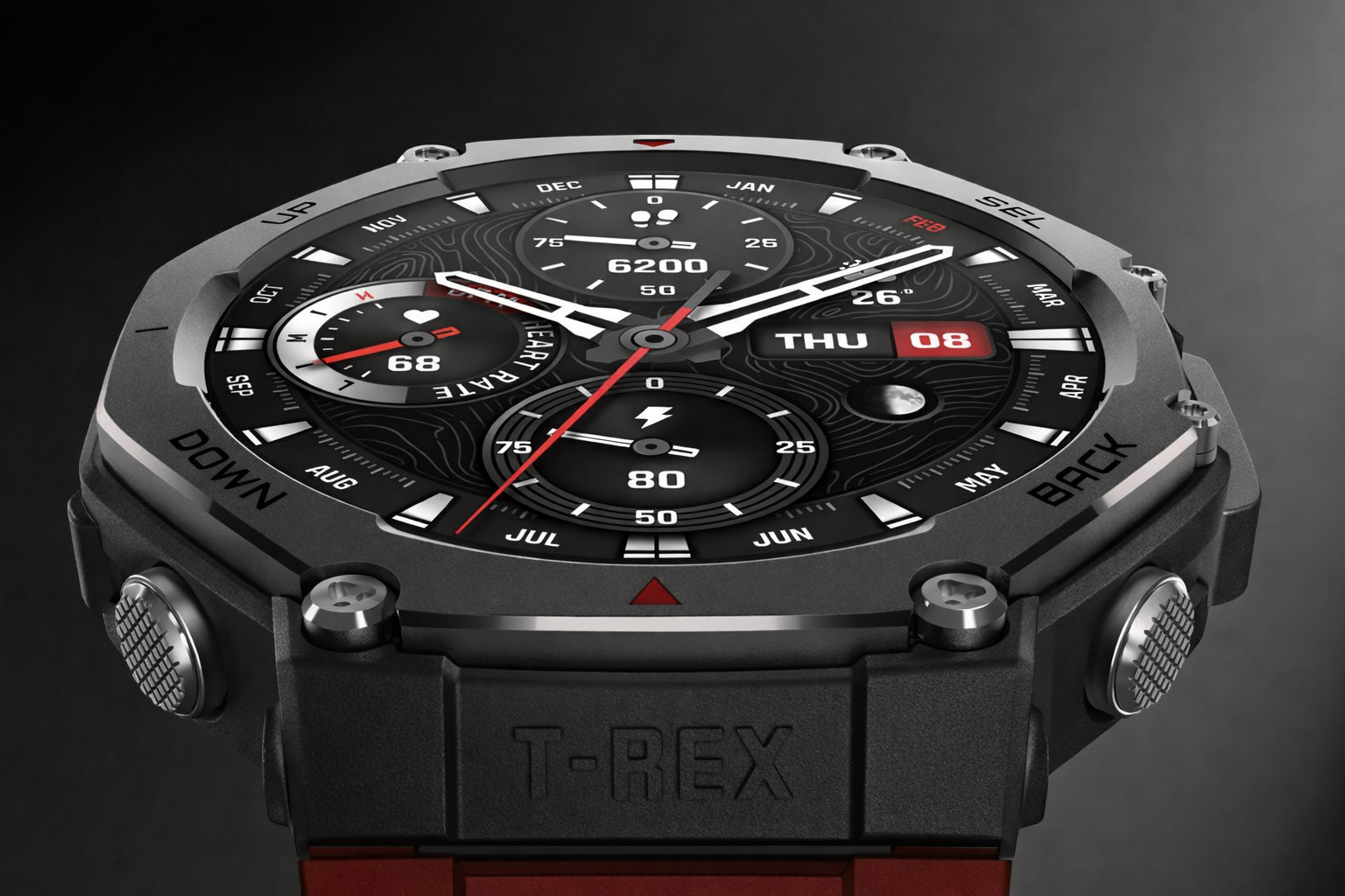 rugged t rex smartwatch close up