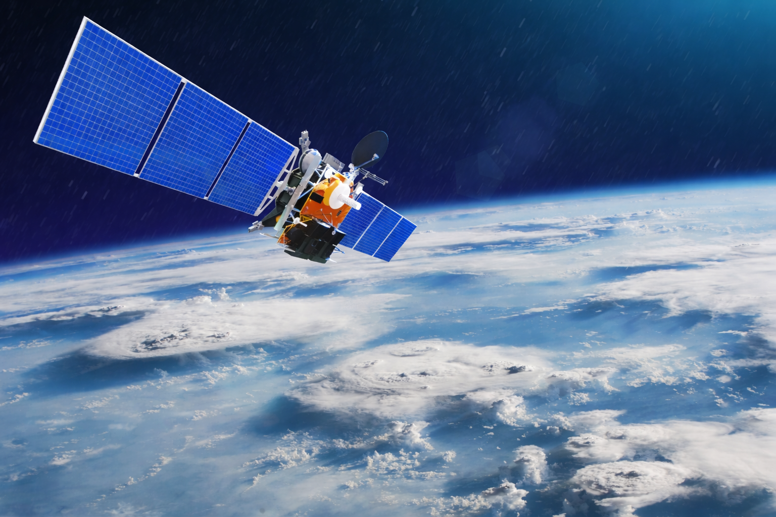 satellite in orbit over earth