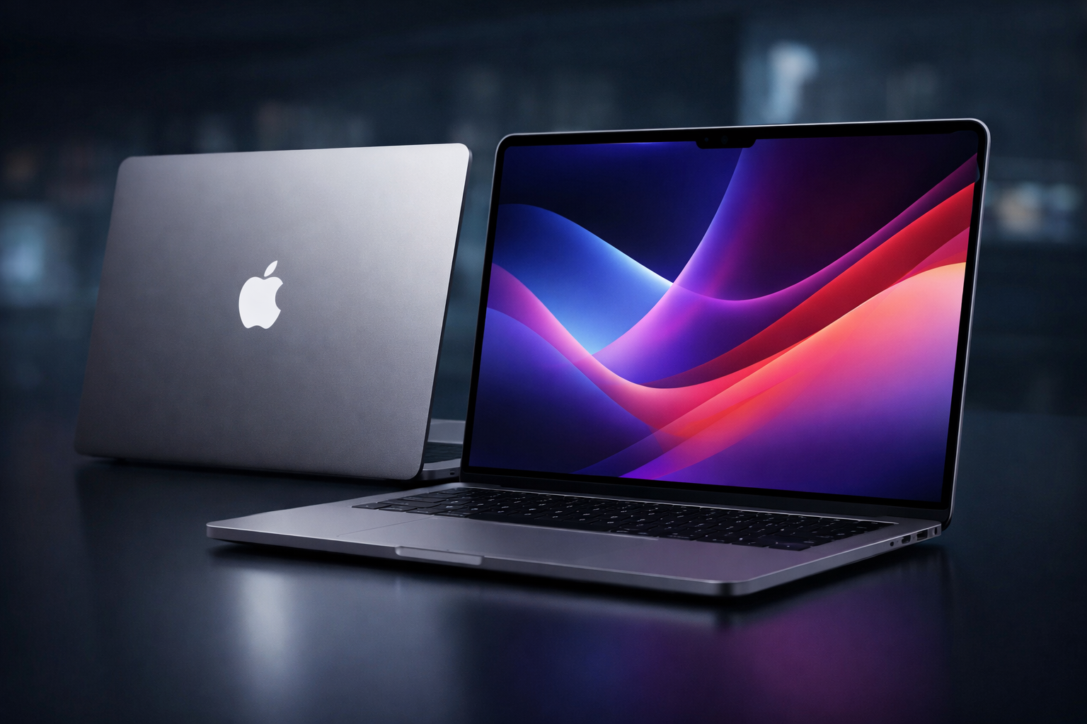 sleek macbook with vibrant display