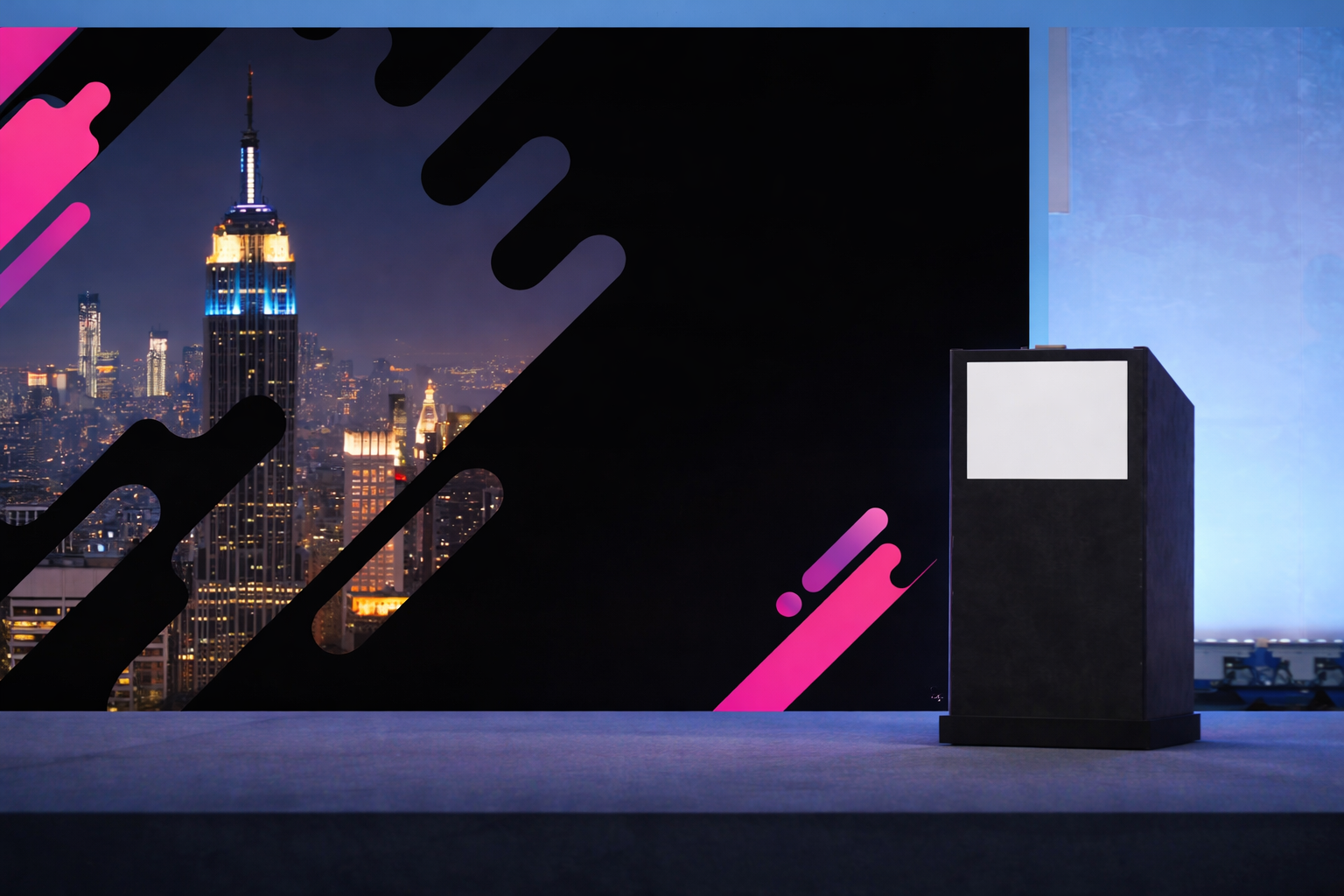 tech conference with nyc skyline