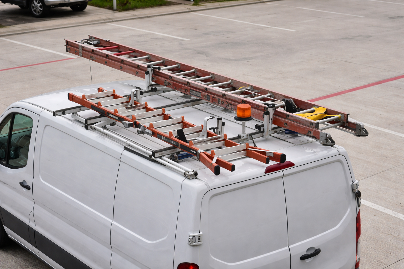 work van with ladder rack setup