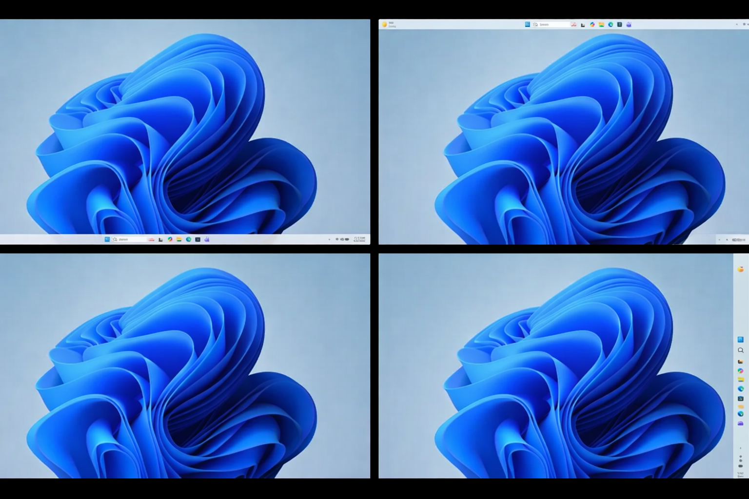 four windows 11 desktops in grid