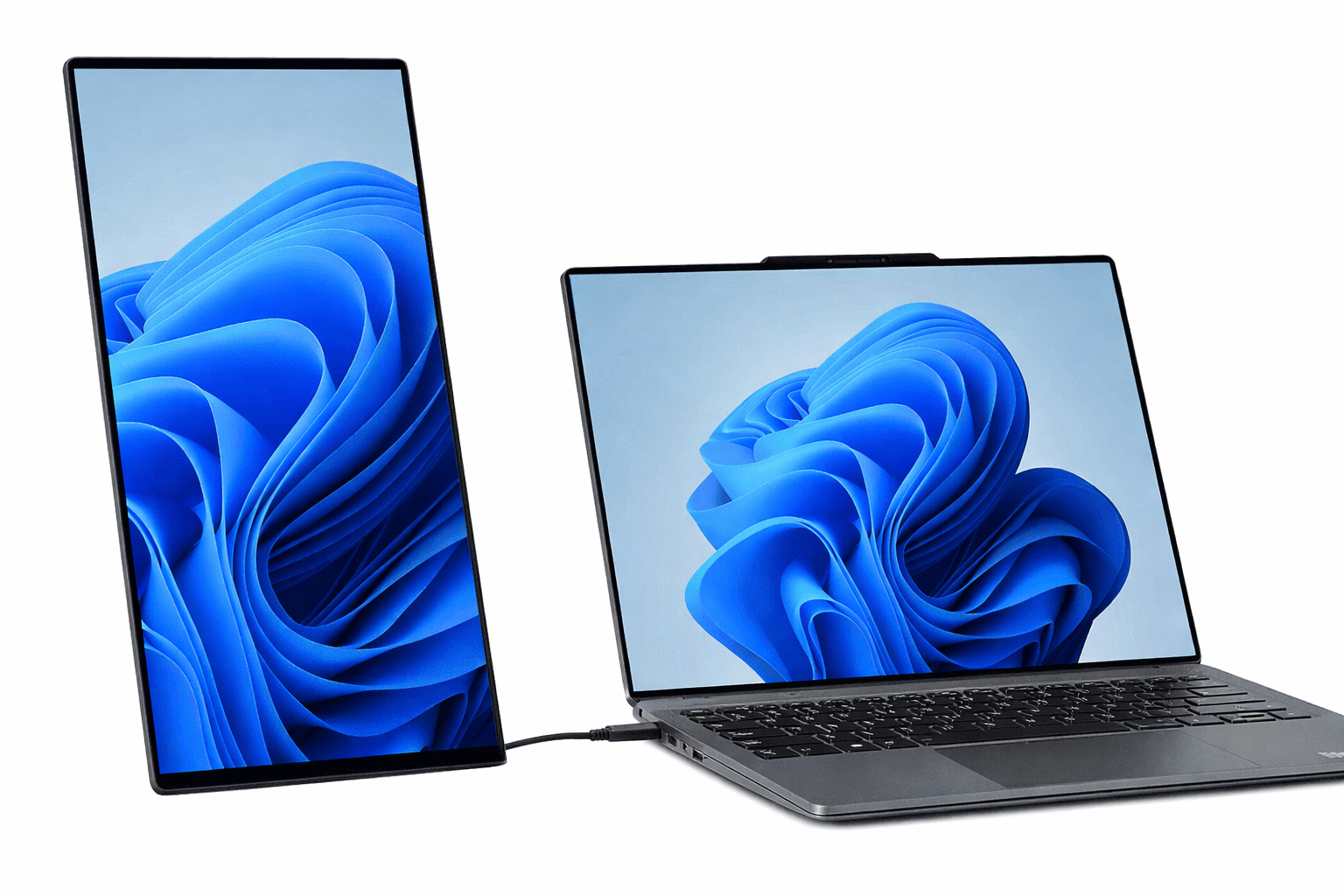 laptop and monitor with abstract patterns