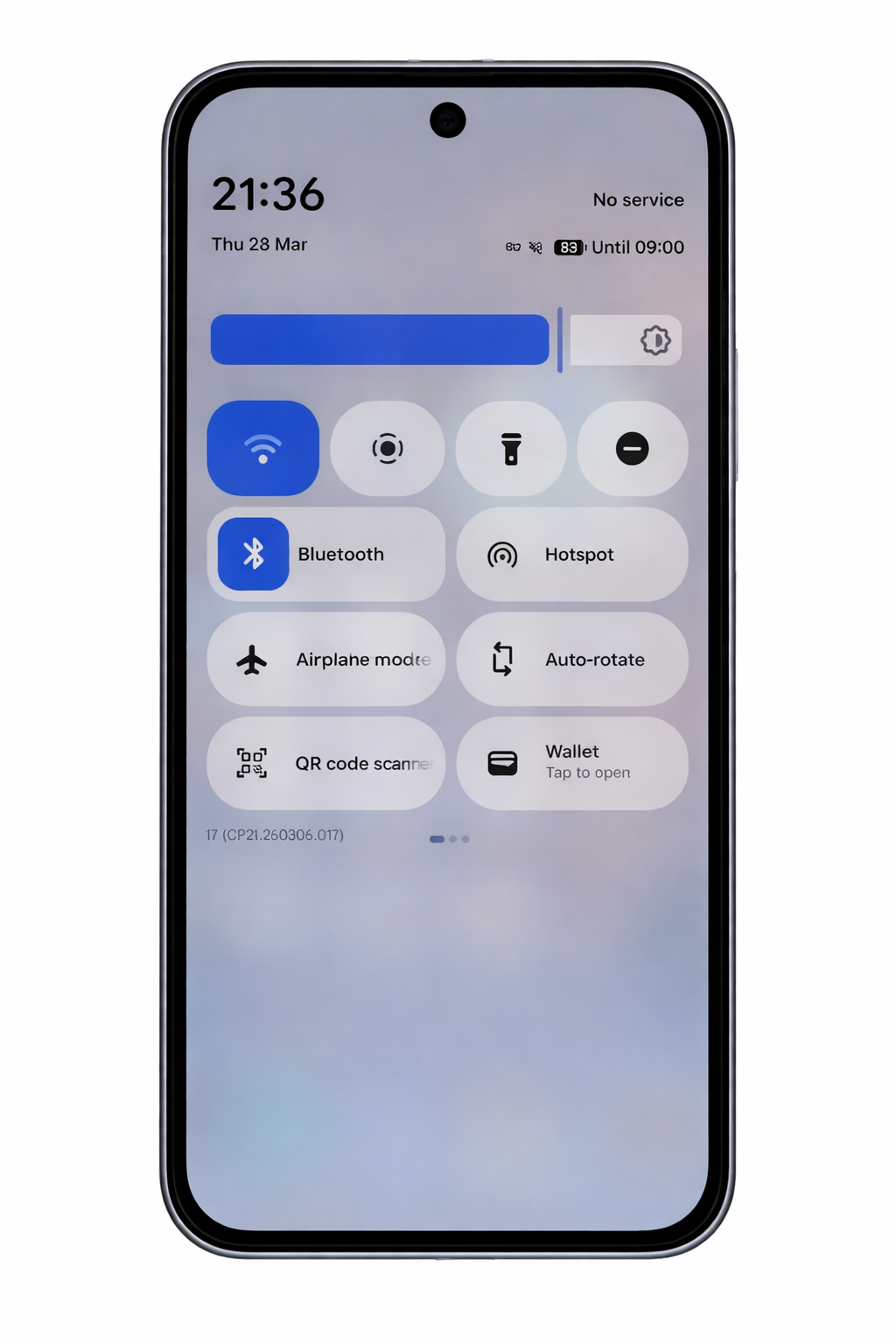 modern smartphone quick settings view