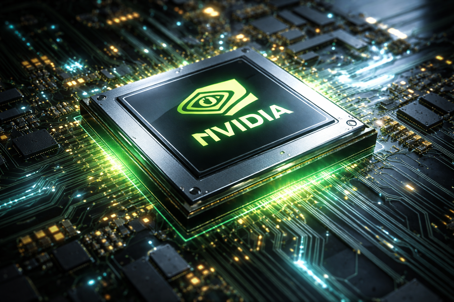nvidia chip on futuristic circuit board