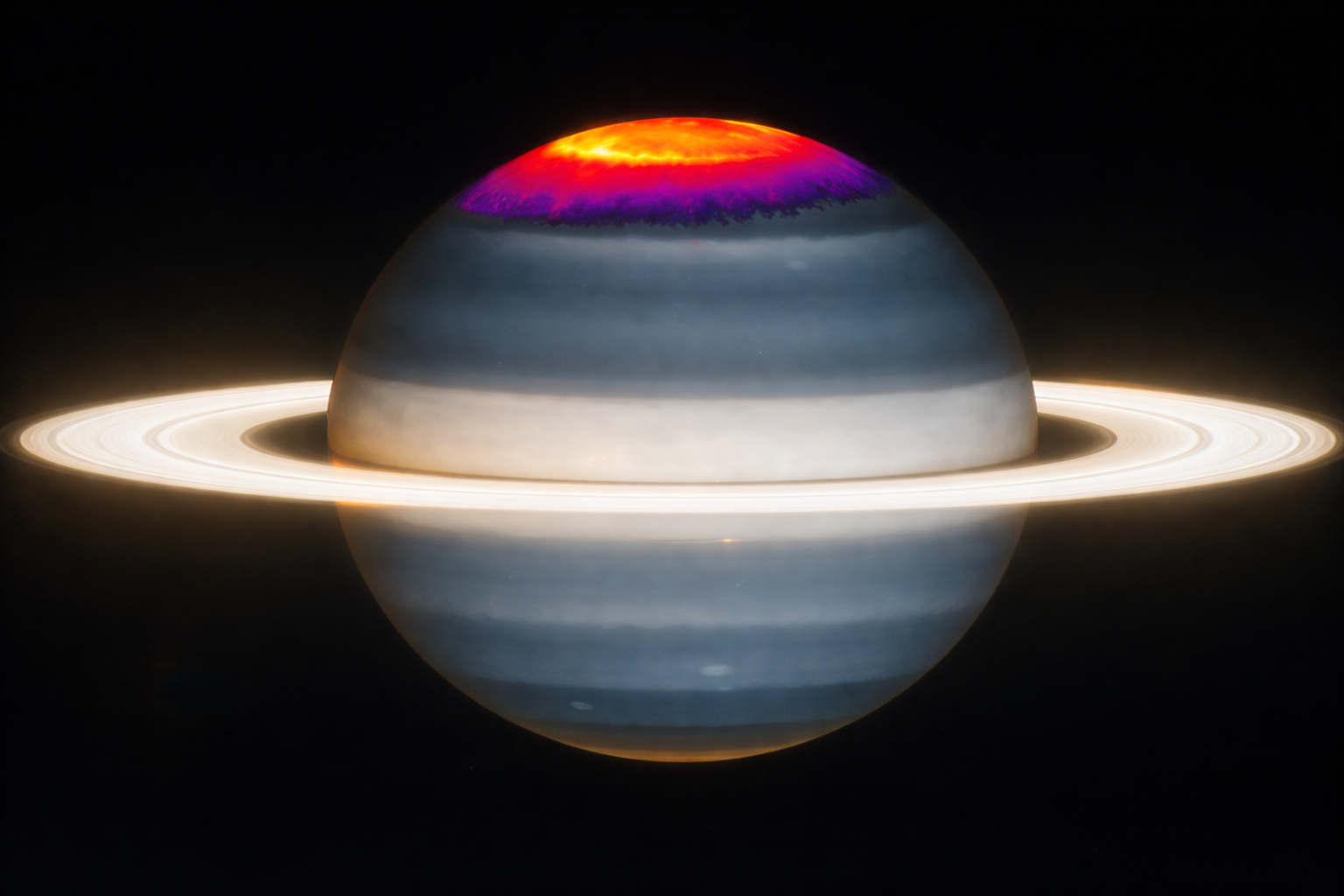 saturn's vibrant northern aurora