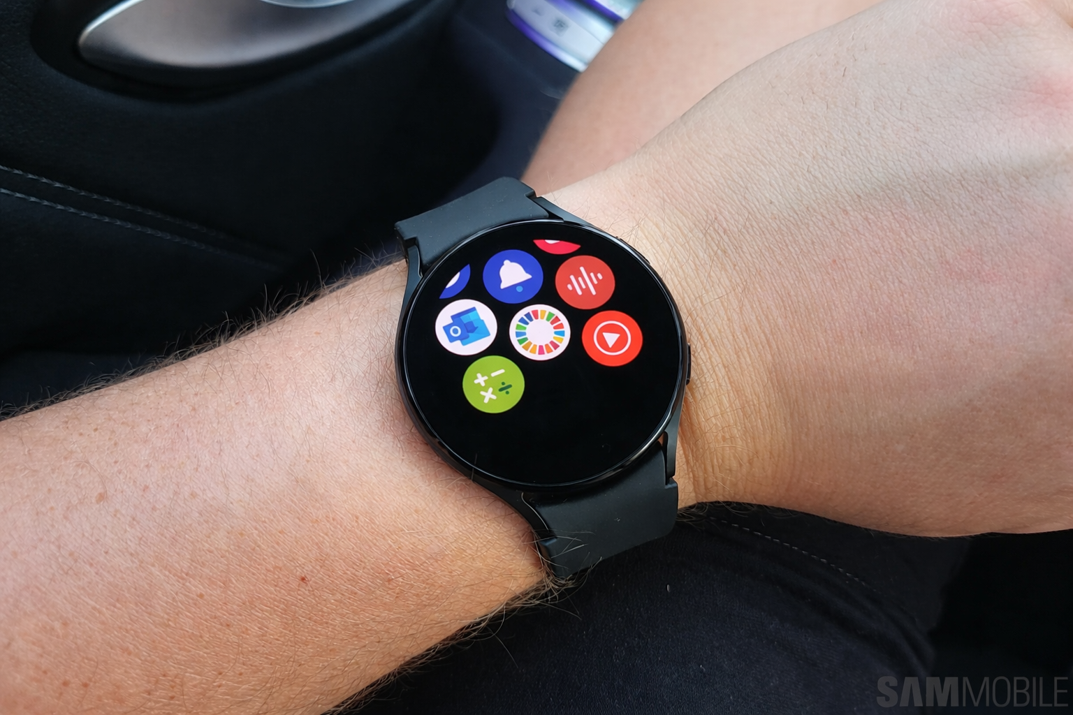 smartwatch close up in car interior