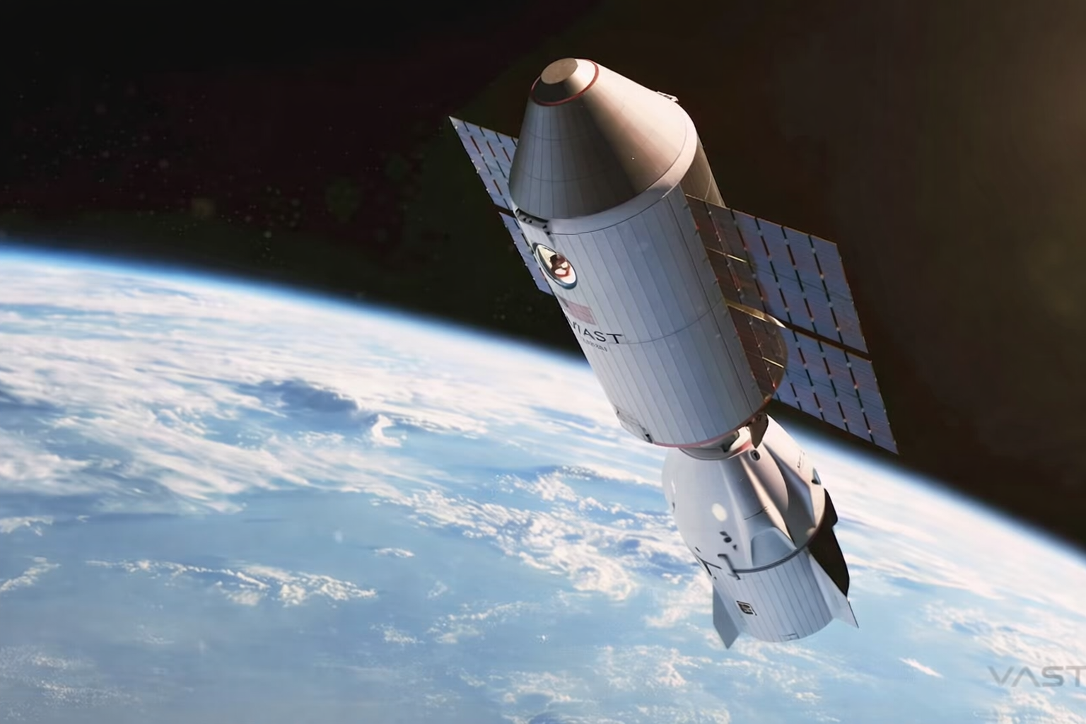 vast space station orbiting earth