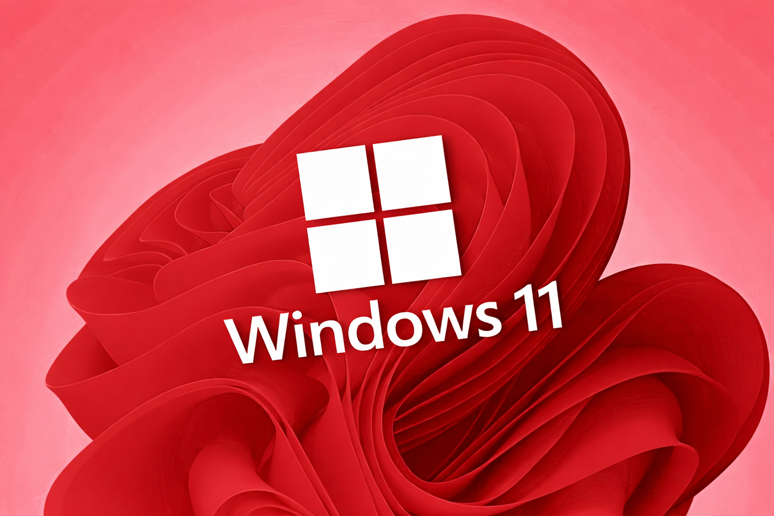 windows 11 on abstract red swirls