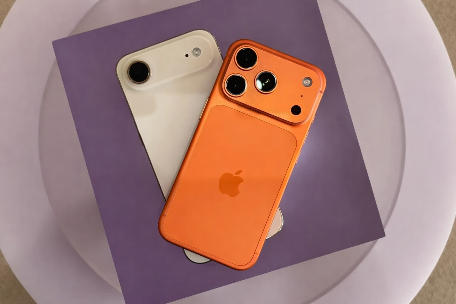 iphones on purple box backdrop