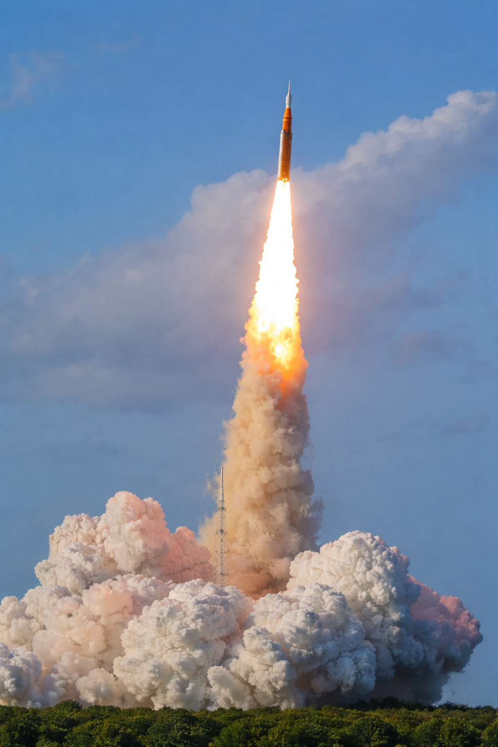 artemis ii rocket launches into the sky