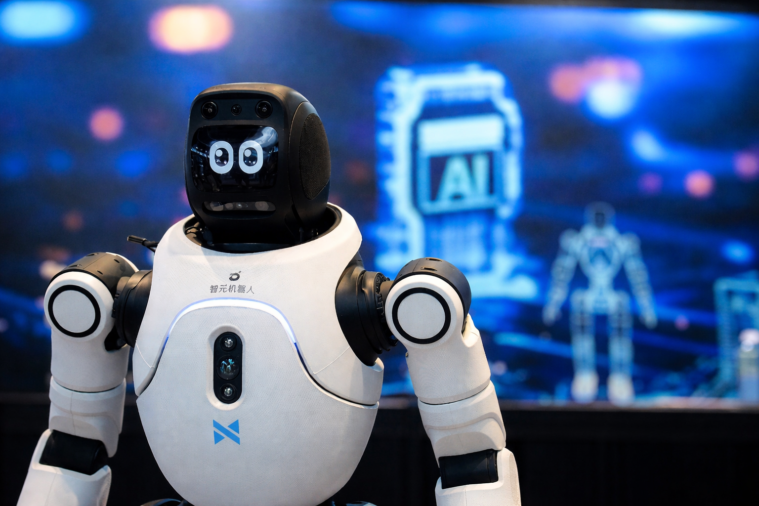futuristic humanoid robot at exhibition