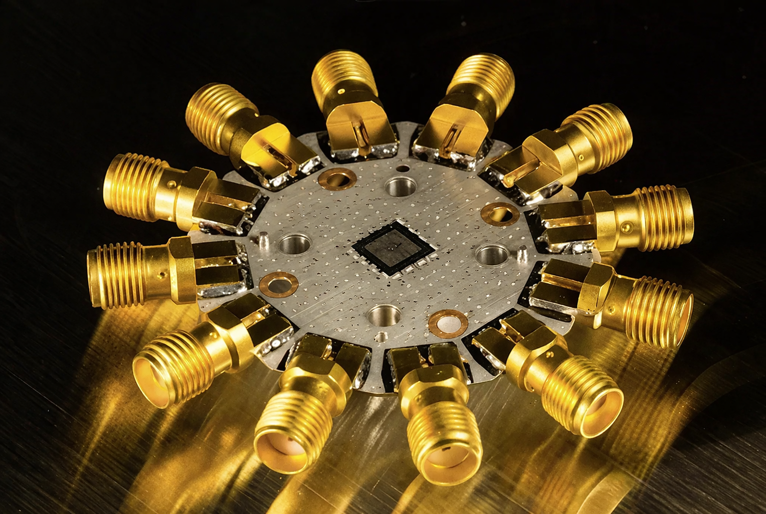 gold connectors on metallic circuit board