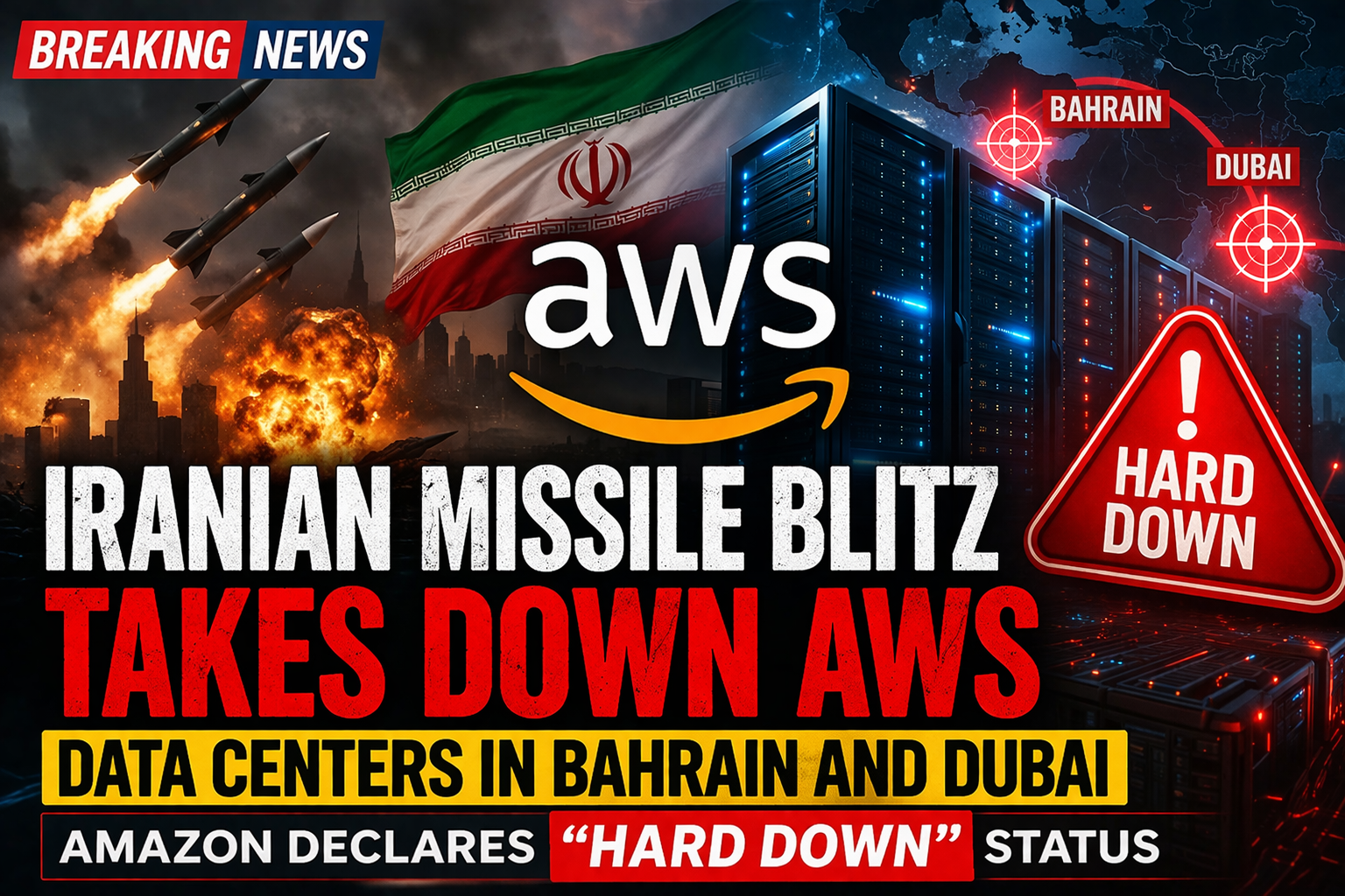 iranian missile blitz disrupts aws services