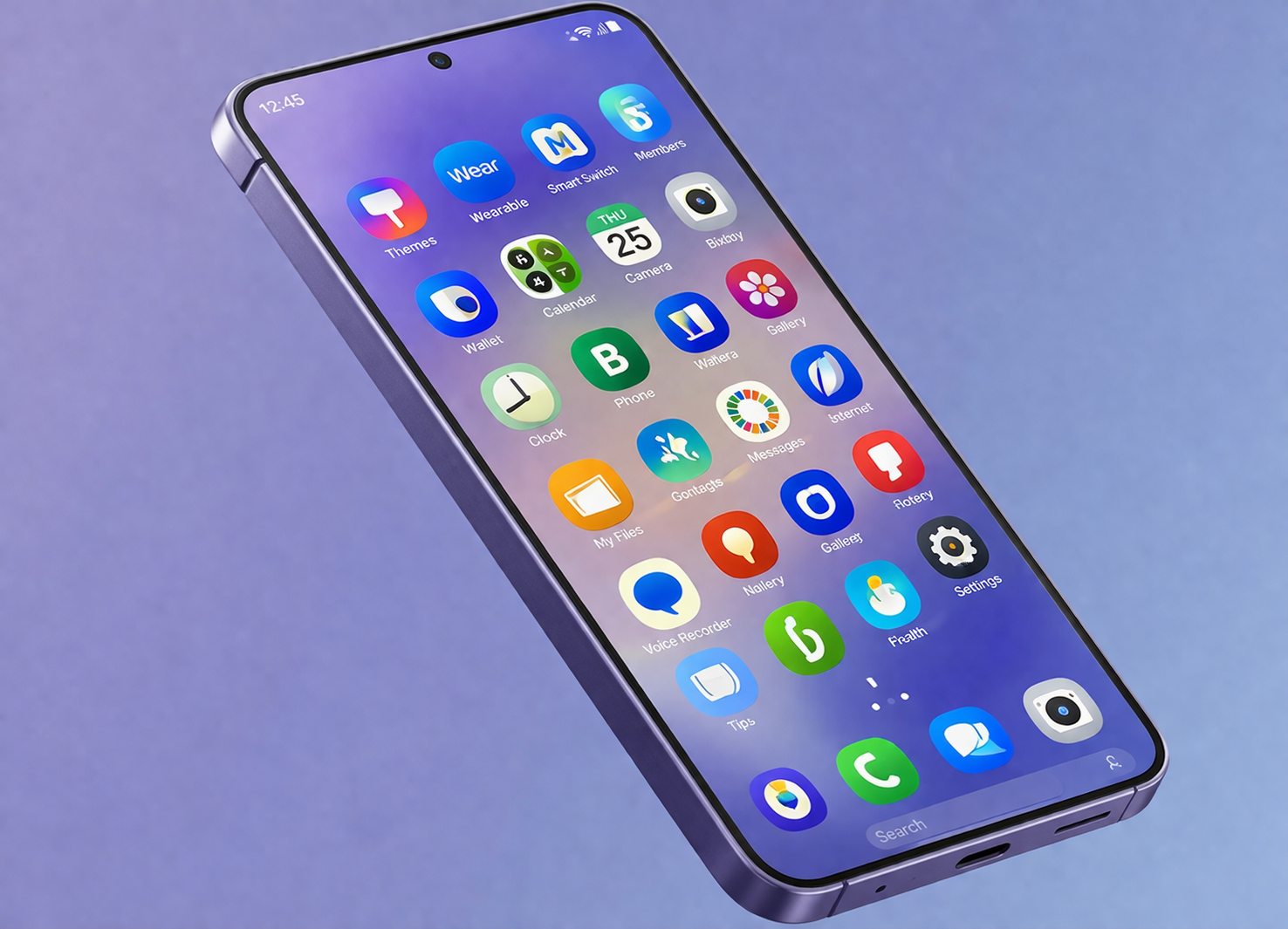 modern purple smartphone with vibrant display