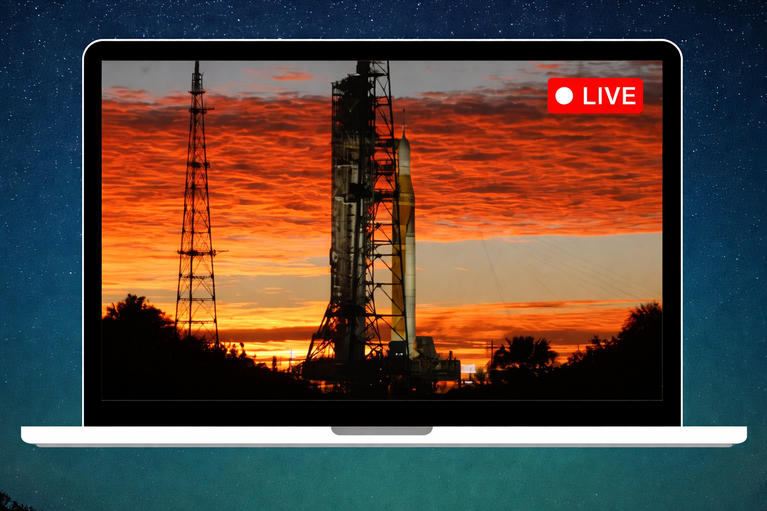 rocket launch at sunset live broadcast