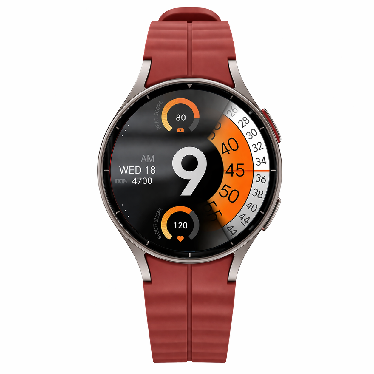 sporty smartwatch with red strap